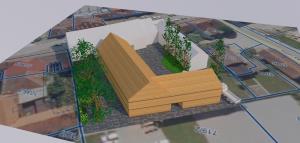 Volumenski prikaz predvidene gradnje v zaledju Trga bratov Mravljakov, Avtor R. Poles